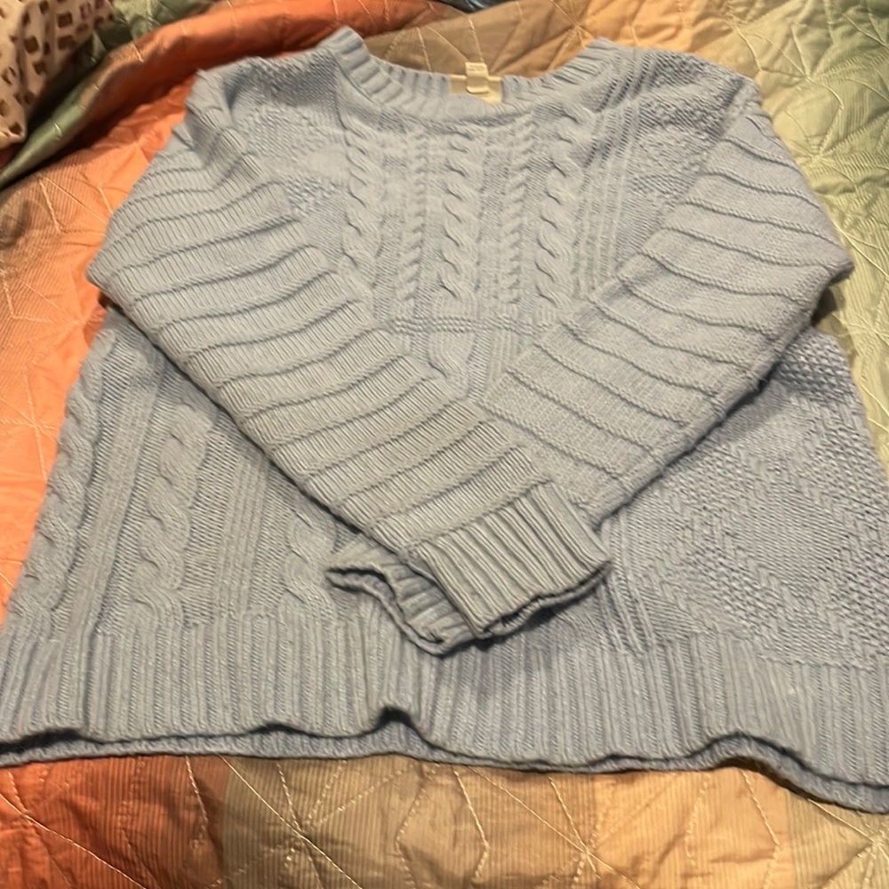 St Johns Bay - Size M - blue cableknit sweater